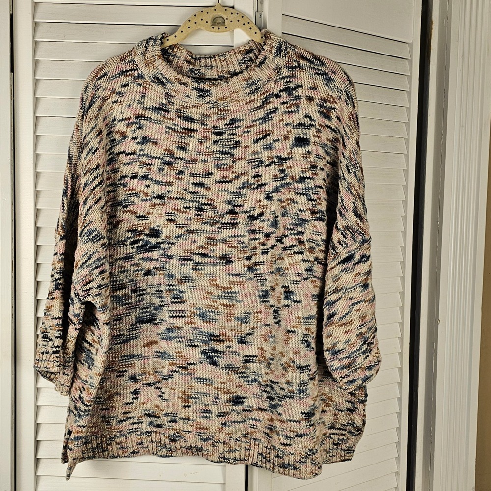 Garnet Hill Womens Pima Cotton Boxt Fit Oversized Knit‎ Sweater Large